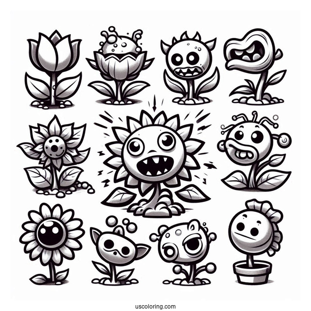 Various Plants From Plants Vs Zombies