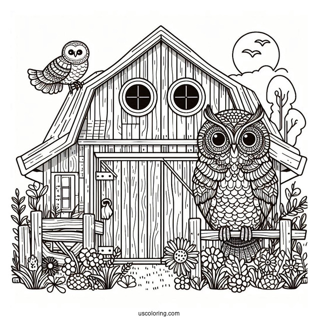 Barn Own To Color