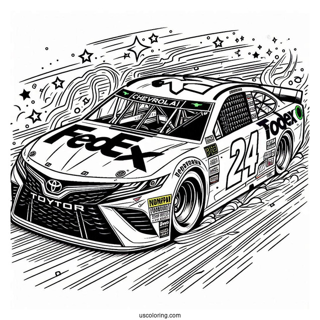 No 11 FedEx Toyota Racing No 24 Raptor Chevrolet NASCAR Coloring Page