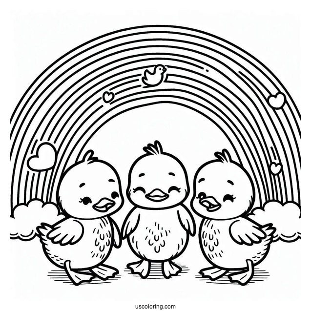 Three Cool Ducks Under A Rainbow