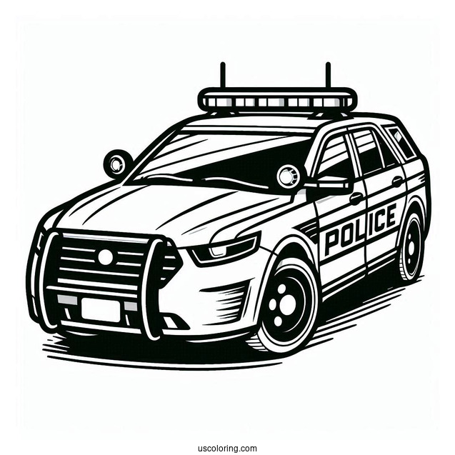 Simple Outline Of Police Car To Color