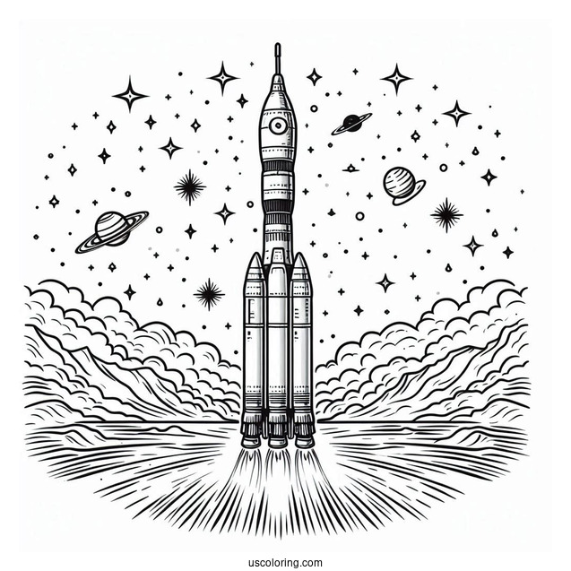 Simple Outline Of Soyuz Rocket To Color