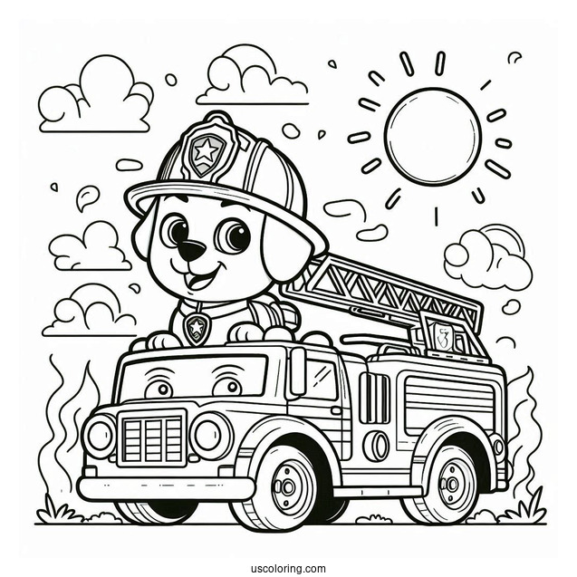 Coloring Page Of Marshall With Fire Truck