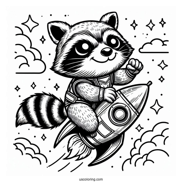 Rocket Raccoon Coloring Page From Guardians Of The Galaxy