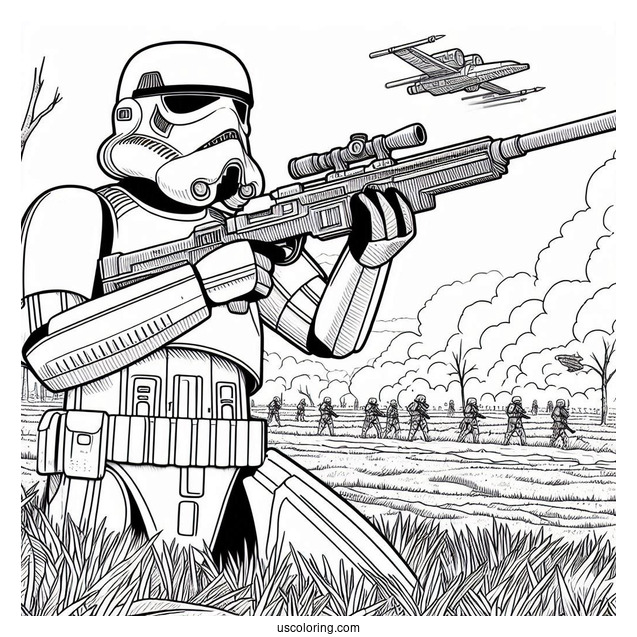 Stormtrooper Coloring Page In The Battlefield