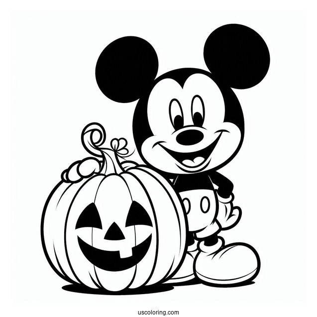 Mickey Mouse Pumpkin Coloring Page For Kids