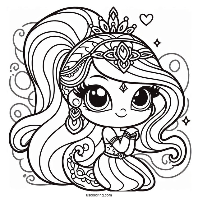 Shimmer And Shine Coloring Page Of Simple Nazboo Outline For Preschoolers