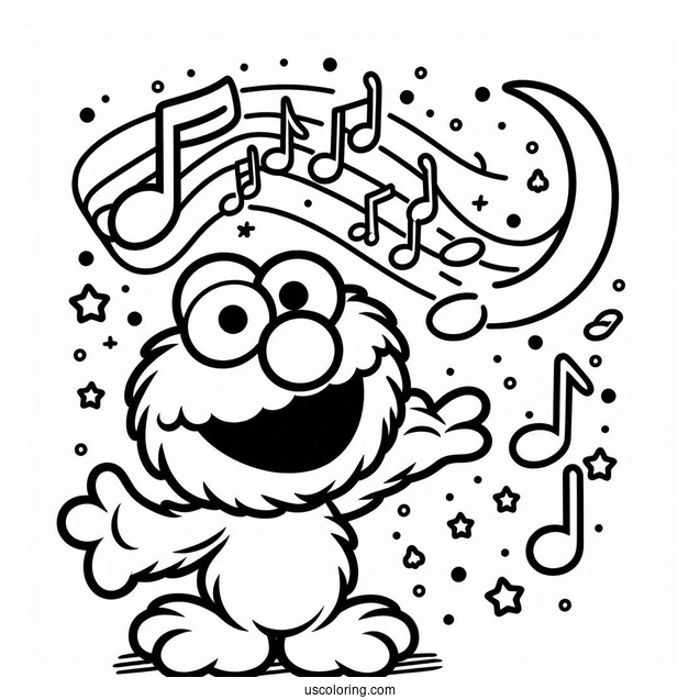 Simple Elmo Coloring In For Preschoolers