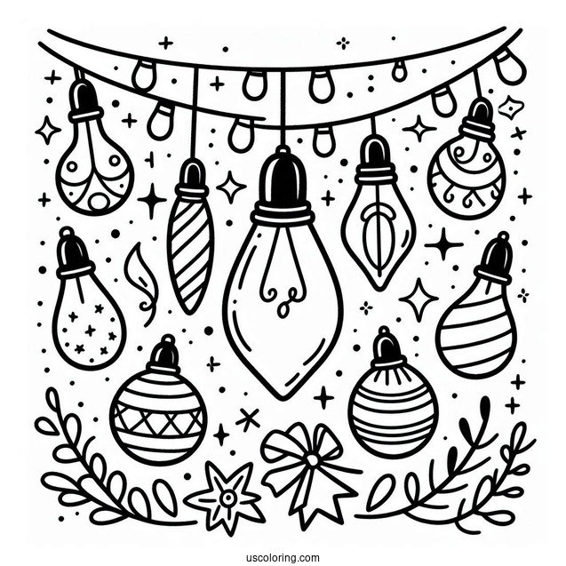 Simple To Color Christmas Light Bulbs