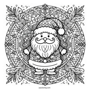 Santa Mandala Coloring Sheet
