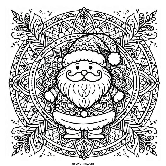 Santa Mandala Coloring Sheet