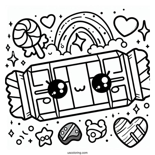 Kawaii Chocolate Bar To Color