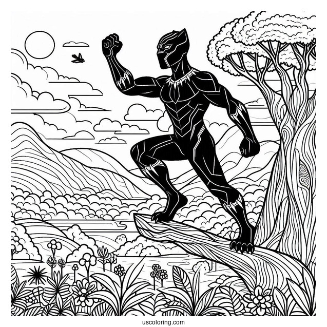 Black Panther In Wakanda Coloring Page
