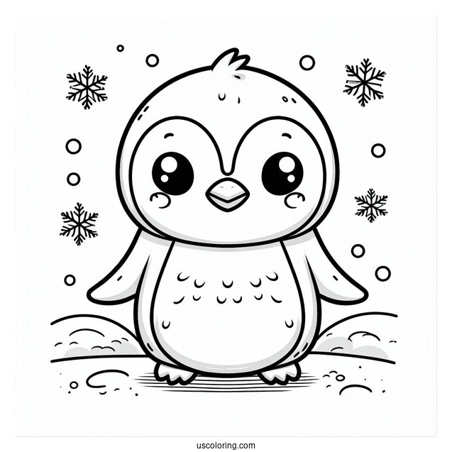Cute Baby Penguin To Color In For Toddlers