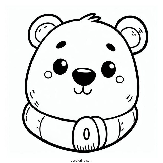 Coloring Sheet of Cartoon Polar Bear_s Face