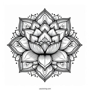 Blossoming Lotus Flower Mandala Coloring Page