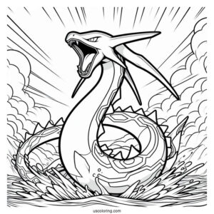 Rayquaza Coloring Page Roaring