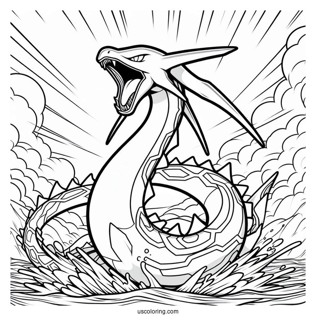 Rayquaza Coloring Page Roaring