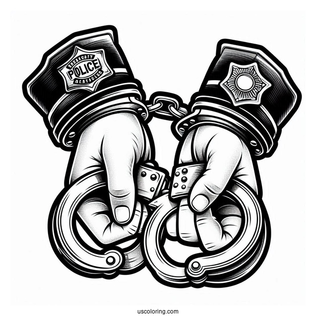 Police Handcuffs Coloring Sheet