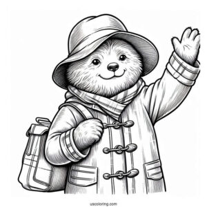Paddington Coloring Page Waving His Hand