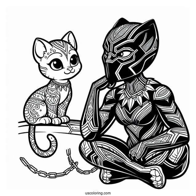 Black Panther And Shuri Coloring Page_