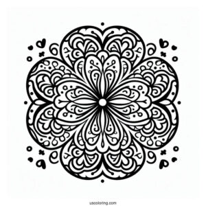 St. Patrick's Day Coloring Page Of Simple Clover Mandala