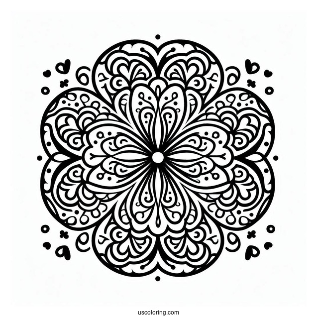 St. Patrick's Day Coloring Page Of Simple Clover Mandala