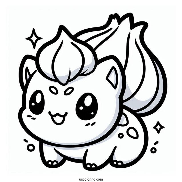 Kawaii Bulbasaur Coloring Page For Preschoolers