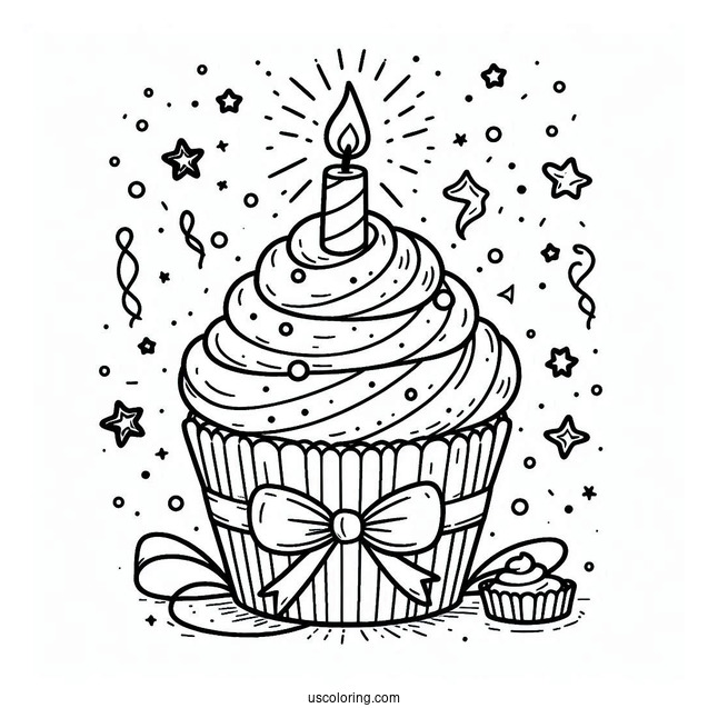 Happy Birthday Cupcake Coloring Sheet