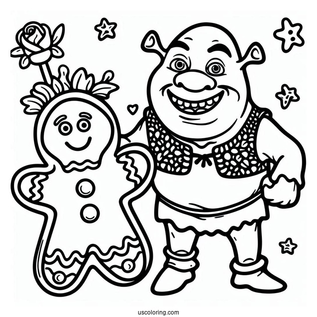 Coloring Page Of Shrek Gingerbread Man