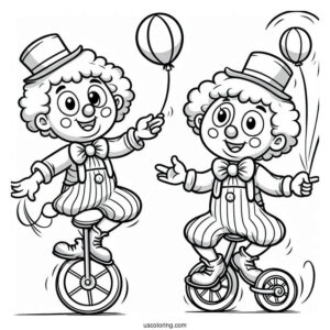 Clown Juggling While On Unicycle