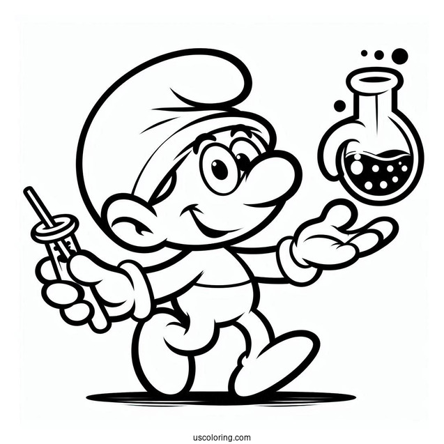 Easy Outline Of Gutsy Smurf