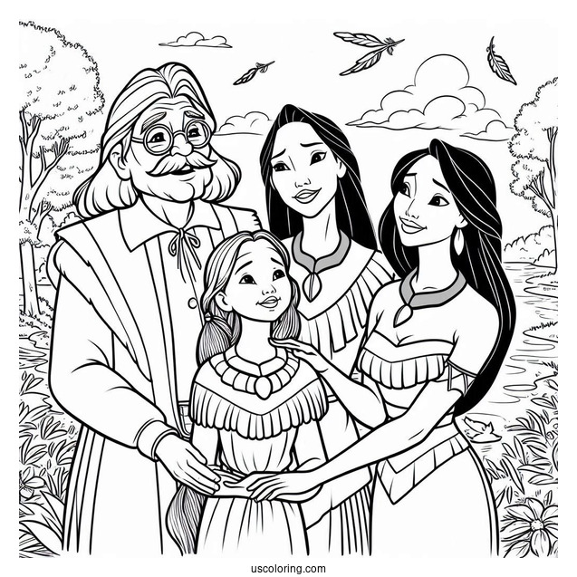 Pocahontas With Grandmother Willow, John Smith, And Meeko