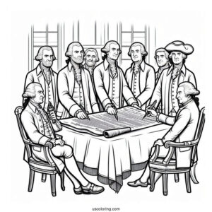 America s Founding Fathers Signing The Constitution Coloring Page For Kids