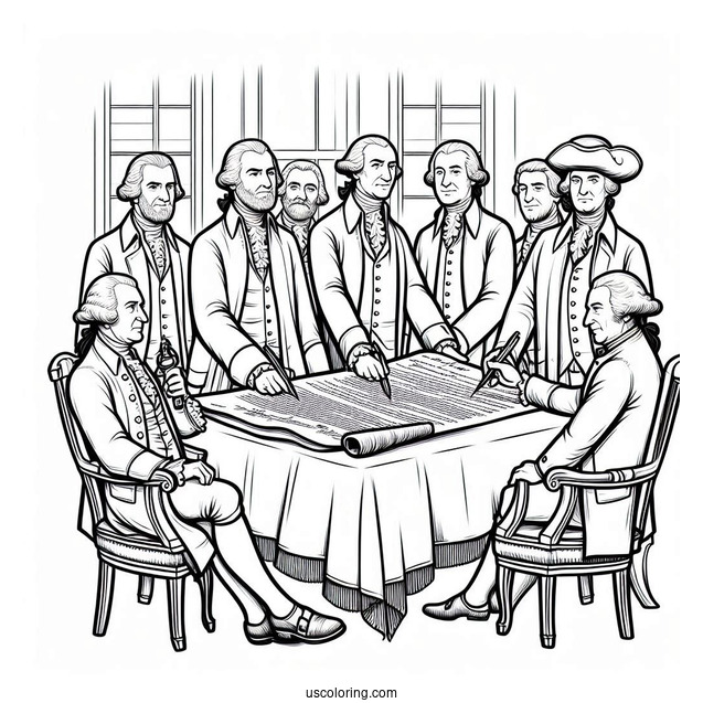 America s Founding Fathers Signing The Constitution Coloring Page For Kids