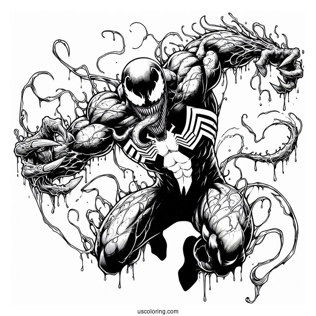 Venom Fighting With Carnage Coloring Page