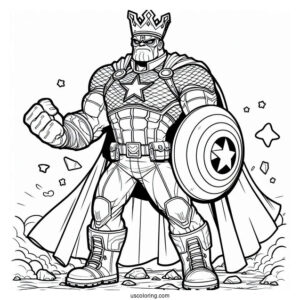 Captain America With Hulk Coloring Page In A Battle