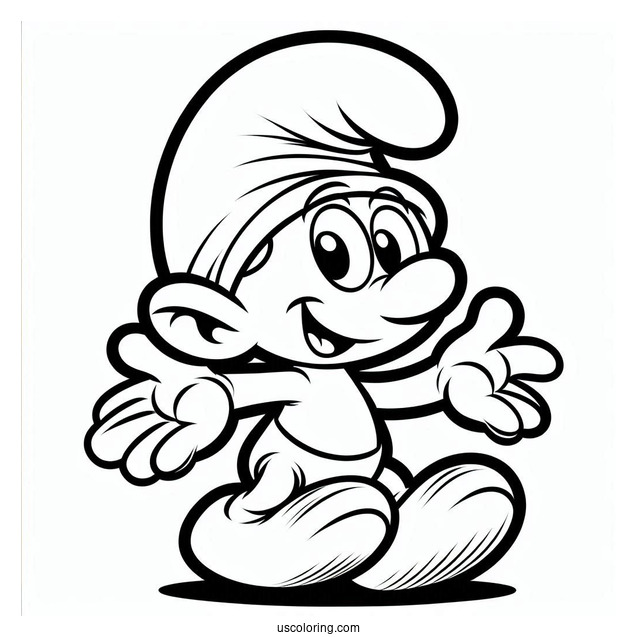 Easy Outline Of Gutsy Smurf