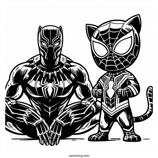 Black Panther And Spider Man Coloring Sheet