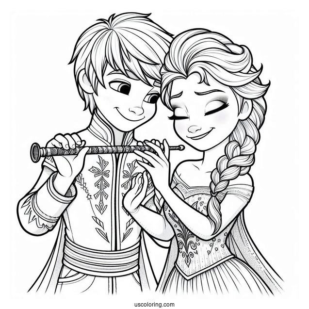 Jack Fost And Elsa From Frozen Coloring In