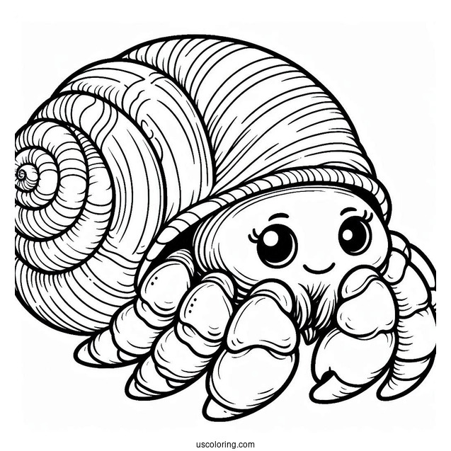 Cartoon Hermit Crab Coloring Page With Spiral Shell