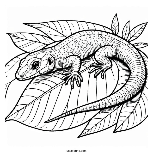 Sand Lizard Coloring Page On Leaf