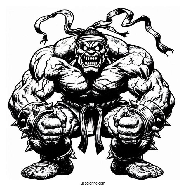 Scary Street Fighter Coloring Page Of Akuma