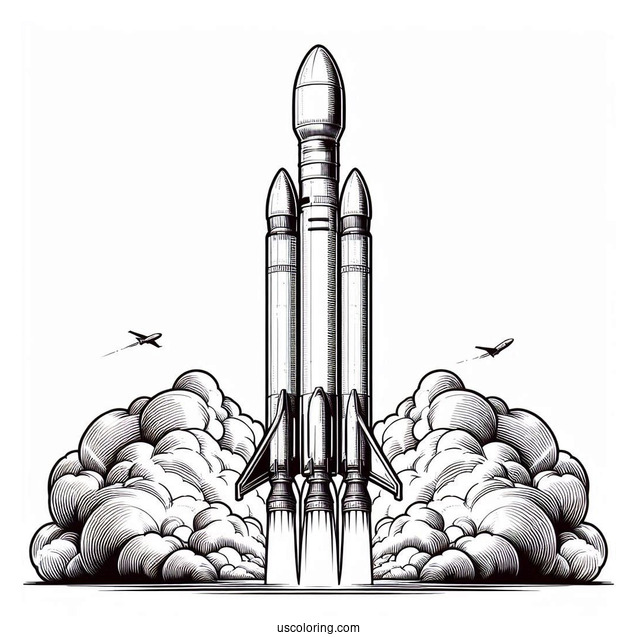 Coloring Page Of SpaceX Falcon Rocket Booster