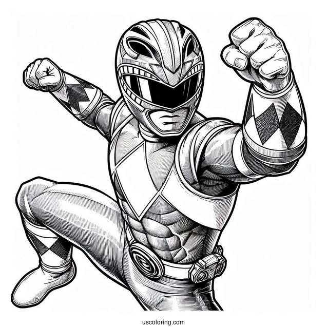 Coloring Sheet Of Power Ranger In Fighting Mode