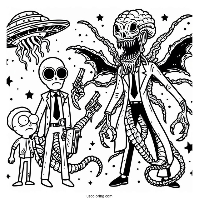 Rick and Morty Coloring Page Of Krombopulos Michael Alien Assassin