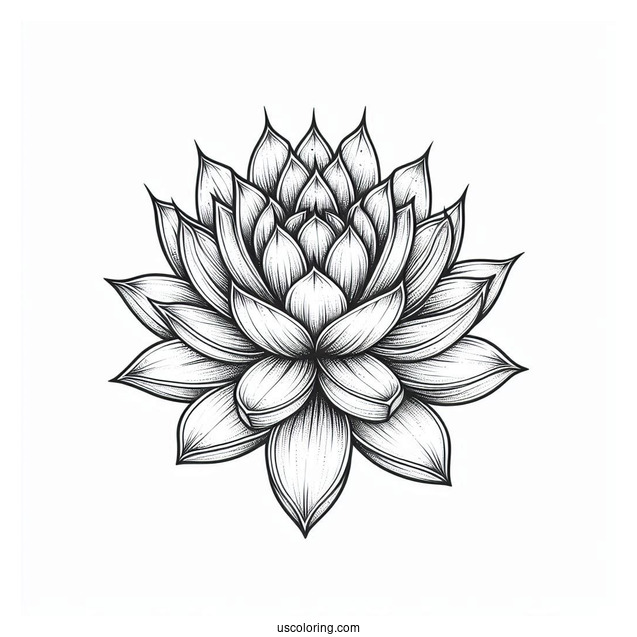 Realistic Succulent Coloring Page With Cactus