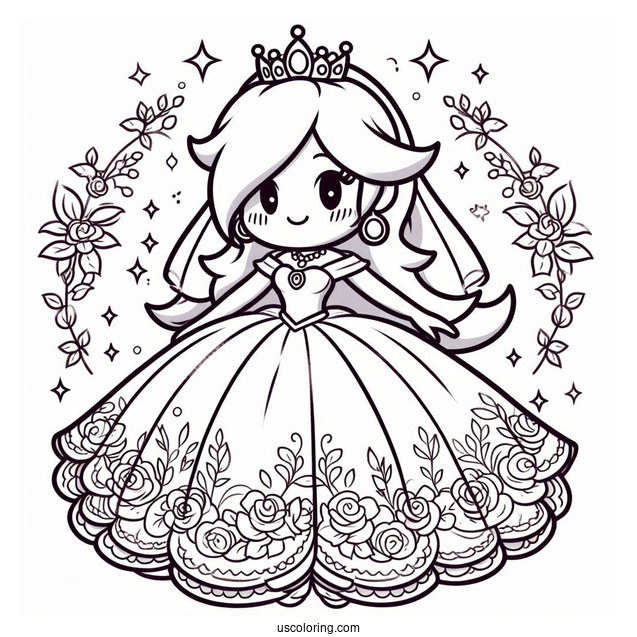 Easy Rosalina Coloring Page In Wedding Dress