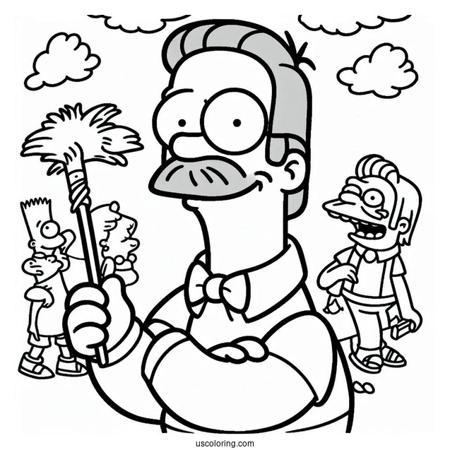 Simpsons Coloring Pages Of Happy Ned Flanders