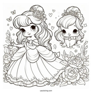Precious Moments Coloring Page Of Belle For Preschoolers